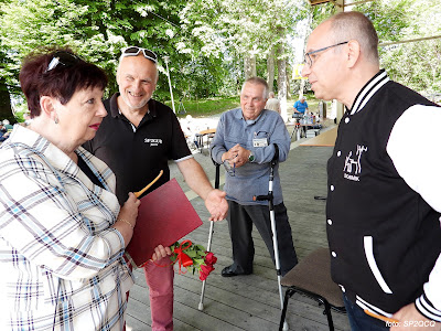 Pani Ewa Dąbska, Wójt Gminy Stegna i Piotr Krupski