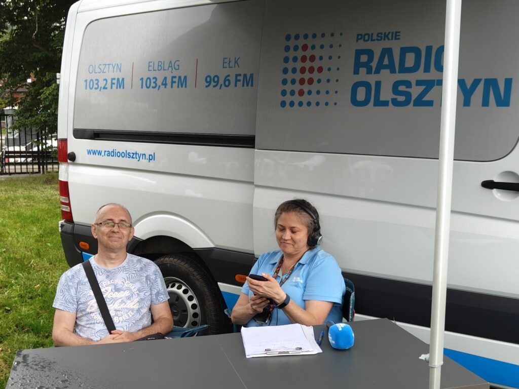 Piotr Krupski i Anna Minkiewicz-Zaremba. Przygotowanie do wywiadu dla Polskiego Radia Olsztyn